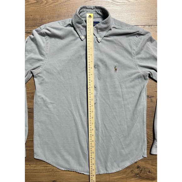 Ralph Lauren Knit Oxford Button Down Shirt Mens Medium Gray Grey Flesh Pony Prep - Picture 6 of 10